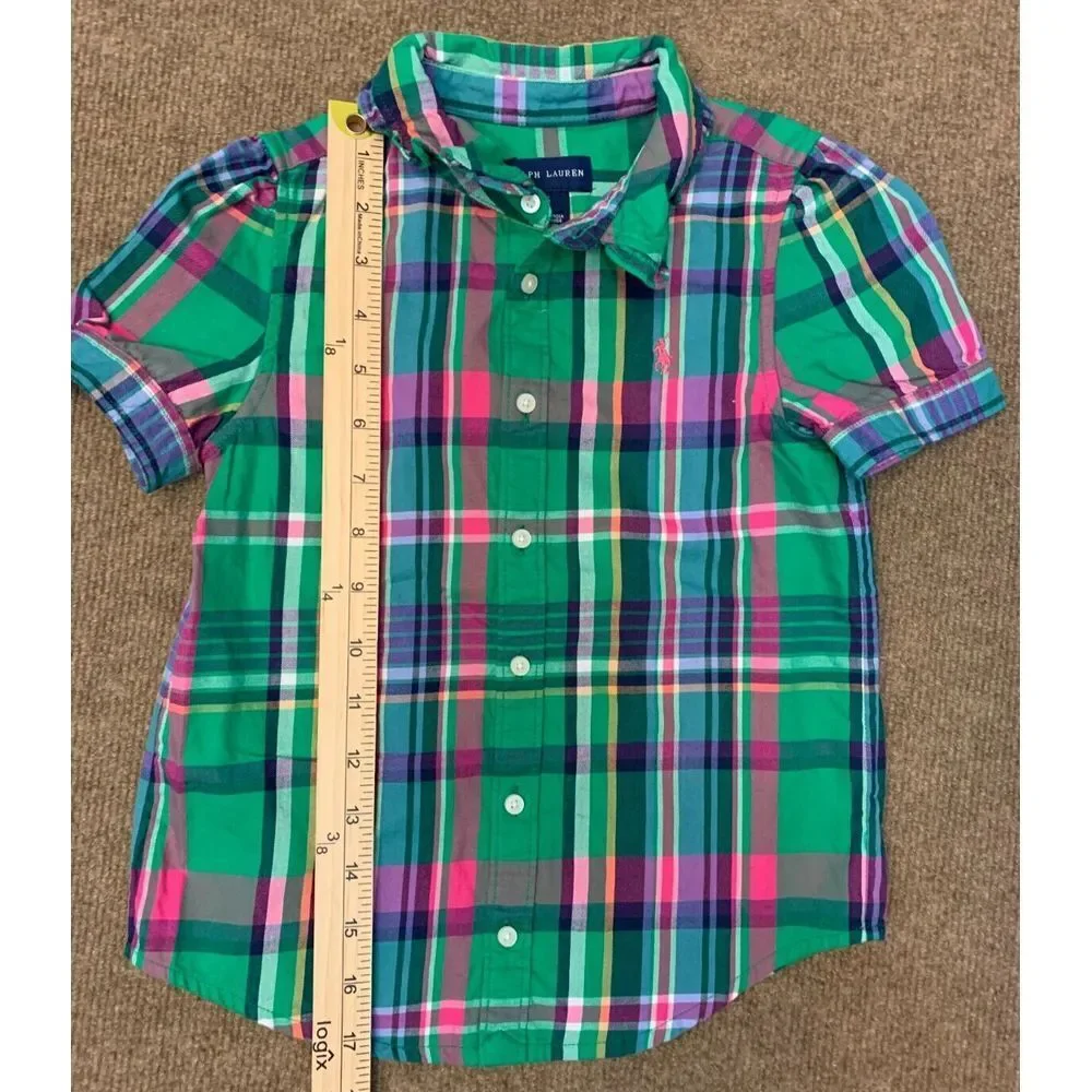 Ralph Lauren Kids Plaid Top Girls 6 Short Sleeve Button Shirt